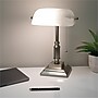 V-Light LED Bankers Desk Lamp with Frosted Glass Shade, 14.75" H, Brushed Nickel (8VS688029BN)~#|#~852C8D3F-E5BB-44D5-867D6B88A265B692_sc7