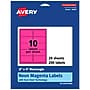 Avery Laser/Inkjet Rectangle Multipurpose Labels, 2" x 4", Neon Magenta, 200/Pack (94207)~#|#~86DAEF44-904E-4F3C-8DF8FFCCC14FF852_sc7