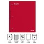 Staples Premium Poly 5-Subject Notebook, 8.5" x 11", College Ruled, 200 Sheets, Red (ST58319)~#|#~86FE1EAE-C232-4C20-A3699D8791FD31F5_sc7