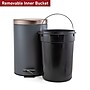 Elama Aluminum Step Trash Can with Hinged Lid, 3 Gallon, Gray (937111716M)~#|#~87DEB293-3851-4E85-AA0B41123DF2336F_sc7