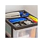 Iris 2-Compartment Stackable Desktop Storage Drawer, Black/Translucent White, 4/Carton (116352CT)~#|#~89B04E3F-656D-4309-816CF9A464688C10_sc7