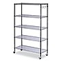 Alera® 5-Shelf Wire Shelving Kit with Casters and Shelf Liners, 48w x 18d x 72h, Black Anthracite~#|#~89C281B6-A48D-4FCF-A535BC146AF53FA5_sc7
