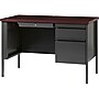 Lorell Fortress Series 46" W Right Single-Pedestal Desk, Black/Brown (LLR66949)~#|#~89F7CF1F-6AC4-4D45-936E21DCBD50DB0D_sc7