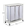 Household Essentials 3-Section Rolling Laundry Sorter with Lid, Polyester, White (HE1119)~#|#~8B59010E-252C-425D-9097A0833C133185_sc7