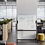 U Brands White Frosted Magnetic Glass Dry Erase Board, Double Sided Rolling Easel, Frameless, 47" x 35" (2368U00-01)~#|#~8BFC36A6-7A39-4E5C-8171FD3E68AE49D0_sc7