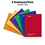 Staples 1-Subject Notebooks, 8" x 10.5", College Ruled, 70 Sheets, Assorted Colors, 6/Pack (ST58376C)~#|#~90442DAC-1224-457C-8833035A2E45821F_sc7