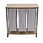 Household Essentials 3-Section Rolling Laundry Sorter with Lid, Laminated Wood, Ashwood (7050-1)~#|#~904EC754-0169-4697-BA2F236F39730972_sc7