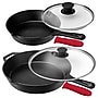 MegaChef Cast Iron Skillet Set with Lid, 3/Set (937114404M)~#|#~945D8F7A-83C6-44D4-871641ABD3C7885E_sc7