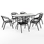 Flash Furniture Lila 55" Patio Table with Umbrella Hole and 6 Slat Stack Chairs, Black (TLH089R017CBK6)~#|#~95156430-969C-4219-887F4237642326E1_sc7
