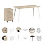 Bush Business Furniture Vista 60"W Desk with 3 Drawer Mobile File Cabinet, Natural Elm (VST002NESU)~#|#~95995B9B-1B17-4F41-80E31069DBC36747_sc7