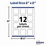 Avery Print-to-the-Edge Laser/Inkjet Square Labels, 2" x 2", Glossy White, 120 Labels/Pack (22565)~#|#~966B63CB-F304-411E-81A21F0571401E78_sc7