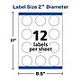 Avery Waterproof Laser/Inkjet Labels, 2" Diameter, White, 12 Labels/Sheet, 25 Sheets/Pack, 300 Labels/Pack (22877)~#|#~97662D4A-7832-4D1A-8D51DD08DA045467_sc7
