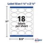 Avery Easy Peel Laser/Inkjet Labels, 1 1/2" x 2 1/2", Glossy White, 18 Labels/Sheet, 10 Sheets/Pack, 180 Labels/Pack (22804)~#|#~978B4050-5EC1-4709-AC723410DEC2936A_sc7