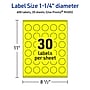 Avery Laser/Inkjet Round Multipurpose Labels, 1.25" Dia., Neon Yellow, 600/Pack (94505)~#|#~9BF52929-385D-4F2C-93BE6A6CA45F1D80_sc7
