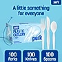 Perk Medium‑Weight Plastic Cutlery Set, 300 Count Bulk Disposable Utensils (Forks, Knives & Spoons), White~#|#~9CB83CDF-B69A-433E-9F973AC844408E44_sc7