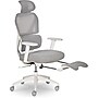 Sharper Image S-850 Heated Ergonomic Mesh Swivel Executive Massage Chair with Footrest, Light Gray/White (60106-LGRYWHT)~#|#~9D50485D-7D07-494A-B39F6AB3B79B3F44_sc7