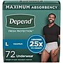 Depend Fresh Protection Adult Incontinence Underwear for Men, Disposable, Large, Grey, 72 Count (54203)~#|#~9EA4350A-921E-4D4D-9E90E8DF87F037FE_sc7