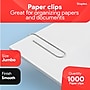 Staples Jumbo Paper Clips, Silver, 1,000 Pack - Large Steel Clips for Documents, Brochures & Office Organization~#|#~9F8EBD99-D003-4EBA-8ABB149653D4764B_sc7
