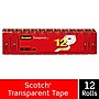 Scotch Transparent Clear Tape Refill, 0.75" x 27.77 yds., 1" Core, Clear, 12 Rolls/Pack (600K12)~#|#~A1FA7A32-7B92-444A-81E6B304E2A4A50C_sc7