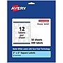 Avery Laser/Inkjet Square Multipurpose Labels, 2" x 2", Matte White, 600 Labels/Box (94107)~#|#~A2298F6E-D289-4B49-BCD86117CDF4421E_sc7