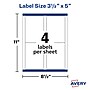 Avery TrueBlock Inkjet Shipping Labels, 3-1/2" x 5", White, 4 Labels/Sheet, 25 Sheets/Pack (8168)~#|#~A2905BDD-3B3F-402D-A0634D90B0E977E1_sc7