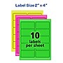 Avery Sure Feed Laser Shipping Labels, 2" x 4", Assorted Neon Colors, 10 Labels/Sheet, 15 Sheets/Pack (5978)~#|#~A3800946-3AF4-4B99-943E2BD4EC9A5092_sc7