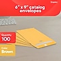 Staples Kraft Clasp & Moistenable Glue Catalog Envelopes, 6" x 9", Brown, 100/Box (ST186999-CC)~#|#~A58AD89A-A58D-4AA2-8EBFA1E057038E70_sc7