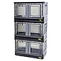 Dbest Quik Box Medium Stackable Folding Plastic Storage Bin, 12" x 11" x 12", 33.6 Qt., Black, 3/Pack (01-932)~#|#~A5CB51AD-6C1B-424A-A5EEC6C5DCA4ECD2_sc7