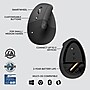 Logitech Lift Left for Business Wireless Ergonomic Vertical Left Handed Optical Mouse, Graphite (910-006492)~#|#~A85F27DD-1668-4290-B980F57E97A6137B_sc7