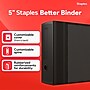 Staples 5" 3-Ring Better Binder, D-Ring, Black (44104)~#|#~A8C70EE8-340F-4727-ABEB046CD5104631_sc7