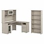 Bush Furniture Cabot 60" L-Shaped Desk with Hutch and 5-Shelf Bookcase, Linen White Oak (CAB011LW)~#|#~ABAF0BC2-D07A-4B9A-8C0244B7C0C7FD7C_sc7