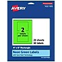 Avery Laser/Inkjet Multipurpose Rectangle Labels, 4" x 5", Neon Green, 40/Pack (94253)~#|#~AD7E6D21-7E63-4937-9E3B7E2EDE0C6EE6_sc7
