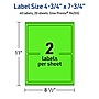 Avery Rectangle Multipurpose Labels, 4.75" x 7.75", Neon Green, 40/Pack (94255)~#|#~B1FCF817-64CF-4CB3-8F1D2D53F449B4E7_sc7