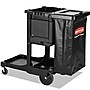 Rubbermaid Executive Janitor Cleaning Cart, 3 Shelf, 8", 4" Caster, 21.8" x 46" x 38", Black~#|#~B27F51D6-6CD2-4298-9A7700FAE28D56DE_sc7