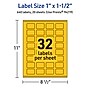 Avery Laser/Inkjet Rectangle Multipurpose Labels, 1" x 1.5", Bright Yellow, 640/Pack (94219)~#|#~B3D221D0-CC0A-49D2-9BA0DE48017DBACB_sc7