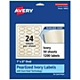 Avery Pearlized Ivory Oval Multipurpose Labels, 1" x 2", Ivory, 1200/Box (94053)~#|#~B43D88FD-5488-41AD-A3CE458E62037555_sc7