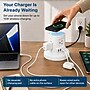 Uncaged Ergonomics USB-C Wireless 6 ft. Retractable Power Strip with 15W Wireless Charger, 4-Outlet, White (WRPS-2-White)~#|#~B72E9CB0-993E-47E0-A011190B01BB1D16_sc7