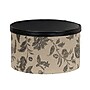 Household Essentials 3-Piece Floral Print Round Hat Boxes with Faux Leather Lids, Black/Tan (HH619-1)~#|#~B85F4D84-2788-4BDD-9A483FC02F41B305_sc7