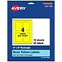 Avery Laser/Inkjet Rectangle Multipurpose Labels, 4" x 3", Neon Yellow, 40/Pack (94252)~#|#~BA1D3F8C-30E5-42BE-8B0A6E72F602D1BB_sc7