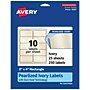 Avery Pearlized Ivory Rectangle Multipurpose Labels, 2" x 4", Ivory, 250/Pack (94207)~#|#~BB5EC8DE-BE60-4DDC-876F69651B23645D_sc7