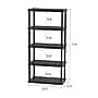 Iris 5-Shelf Plastic Shelving Unit, 73.4" x 35.9" x 17.9", Black (140103)~#|#~BC56C728-2C81-494B-83708B9E394EFECB_sc7
