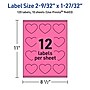 Avery Laser/Inkjet Heart Multipurpose Labels, 2-9/32" x 1-27/32", Bright Pink, 120/Pack (94603)~#|#~BF27904B-50FC-4BC0-94343F7178F91AD2_sc7