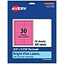 Avery Laser/Inkjet Rectangle Multipurpose Labels, 2/3" x 3-7/16", Bright Pink, 300/Pack (94210)~#|#~C1C53521-F5D1-4280-95AD3D9237F9685D_sc7