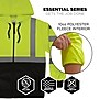 Ergodyne GloWear 8312BK High Visibility Long Sleeve Black Bottom Hooded Zip-Up Sweatshirt, ANSI Type R Class 3, Lime, X-Large~#|#~C36A78A0-8486-496F-8DBE1C39EF8236EB_sc7
