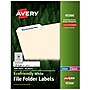 Avery EcoFriendly Laser/Inkjet File Folder Labels, 2/3" x 3 7/16", White, 30 Labels/Sheet, 50 Sheets/Box (45366)~#|#~CAE3E8EC-BA8A-4736-BD9358556C3C336A_sc7