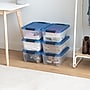 Iris Stack & Pull 12 Qt. Snap Lid Storage Boxes, Clear/Navy, 6/Carton (100306-CT)~#|#~CC2FA776-E1BD-47DD-B6119ACB94E442E0_sc7