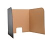 Flipside Foldable Cardboard Freestanding Privacy Shield w/Pass-through Window, 22.5"H x 62"W, Kraft/Black, 12/Pack (61857)~#|#~CC81D035-7F7E-4CC5-BD0CFB980F59CB84_sc7