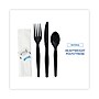 Boardwalk® Six-Piece Cutlery Kit, Condiment/Fork/Knife/Napkin/Spoon, Heavyweight, Black, 250/Carton~#|#~CE0A7DFF-D9A0-4727-B6AEB1593D859483_sc7