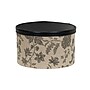 Household Essentials 3-Piece Round Hat Boxes with Lids with Floral Print with Faux Leather Lids, Black/Tan (HH619-1)~#|#~CE748F66-ED9D-42BA-BADF3B1EB24F9E12_sc7