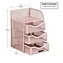 Mind Reader 4-Compartment Metal Desk Organizer, Pink (MESHMINI-PNK)~#|#~CF9748CF-8B69-4846-9D15078FE0B14C5E_sc7
